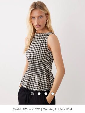 Arket Black and White Gingham Peplum top